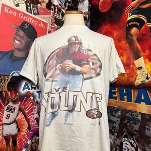 Vintage 90s San Francisco 49ers Steve Young Football NFL Player Tee Sz XL‎